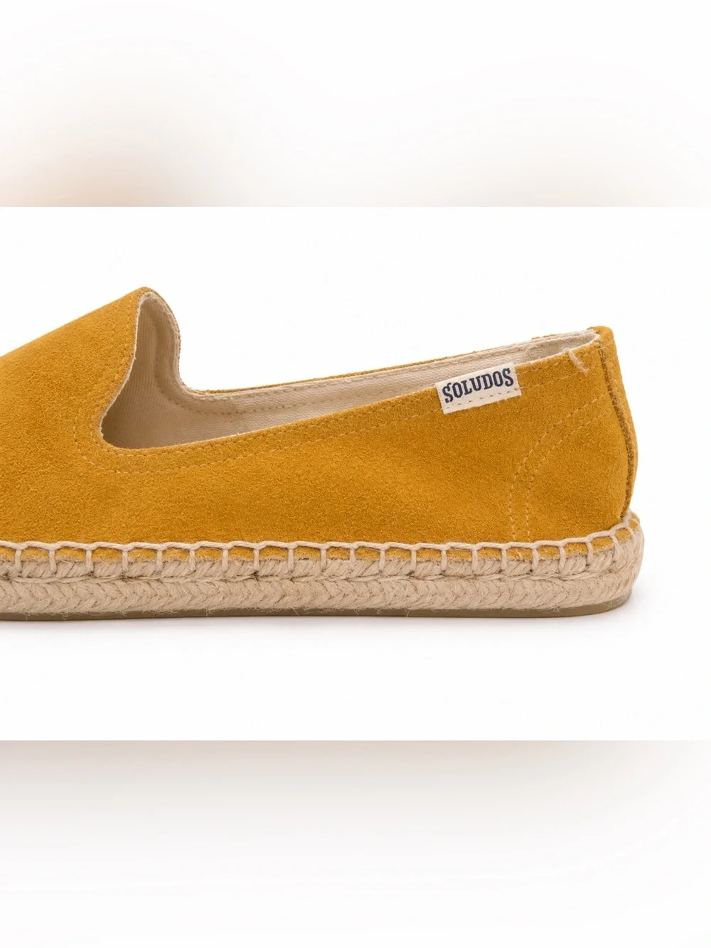 Soludos Suede Espadrille Flats Mustard Yellow Leather Slip On Women’s US 7.5